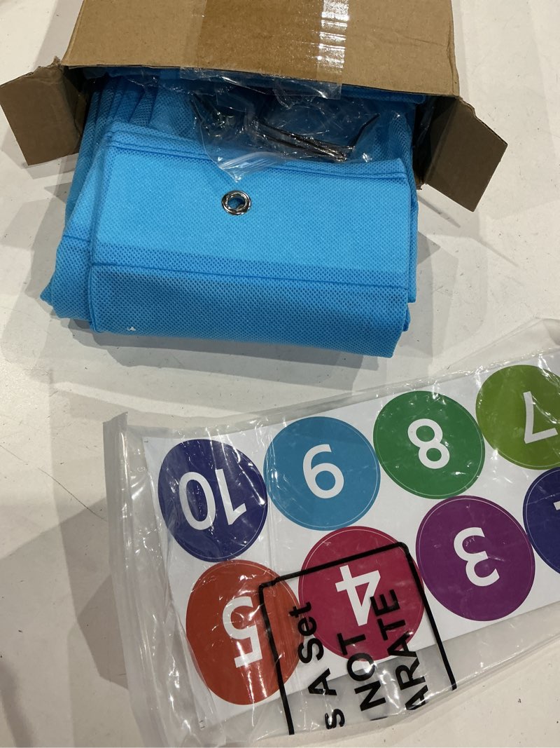 Condition photo showing Good Condition for 2 pack classroom headphone storage organizer 60 pockets pvc clear classroom pocket chart over the door hanging headphone holder storage with digital stickers for library door hanger(blue)