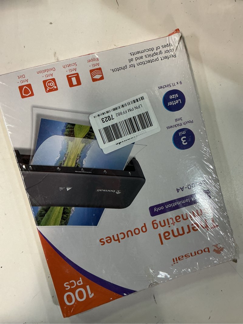 Condition photo showing New/Like New for bonsaii laminating sheets, 100 pcs 3mil thermal laminating pouches, 9 x 11.5 inches, letter size, clear and durable, suitable for multiple fields of use-lp100