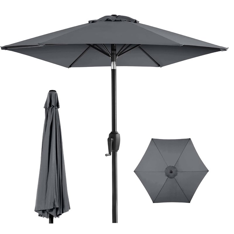 Keven 7.5ft Heavy-Duty Outdoor Market Patio Umbrella w/ Push Button Tilt, Easy Crank