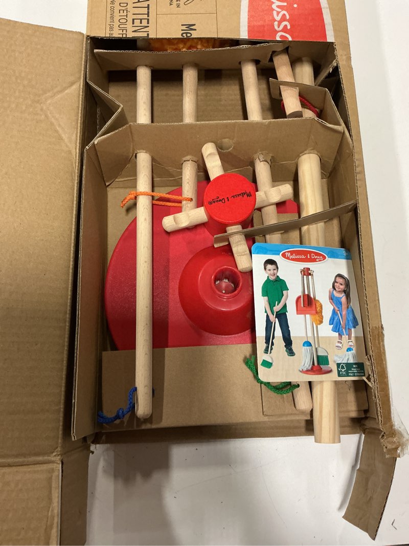 Condition photo showing Good Condition for Melissa & Doug Dust Sweep Mop 6-Piece Pretend Play Set, Toddler Toy Cleaning, Pretend Play Home Cleaning, Kids Broom and Mop Set for Ages 3+ Dust! Sweep! Mop!