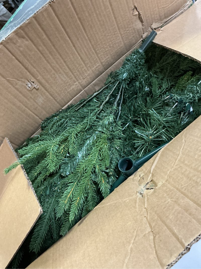 Condition photo showing As Is for 5ft Prelit Artificial Christmas Tree with 1528 PE PVC Tips, Premium Pre-Lit Holiday Xmas Tree with 200 UL Incandescent Lights, Metal Hinges & Foldable Base for Home Office Party, Green 5ft Green Pre-lit