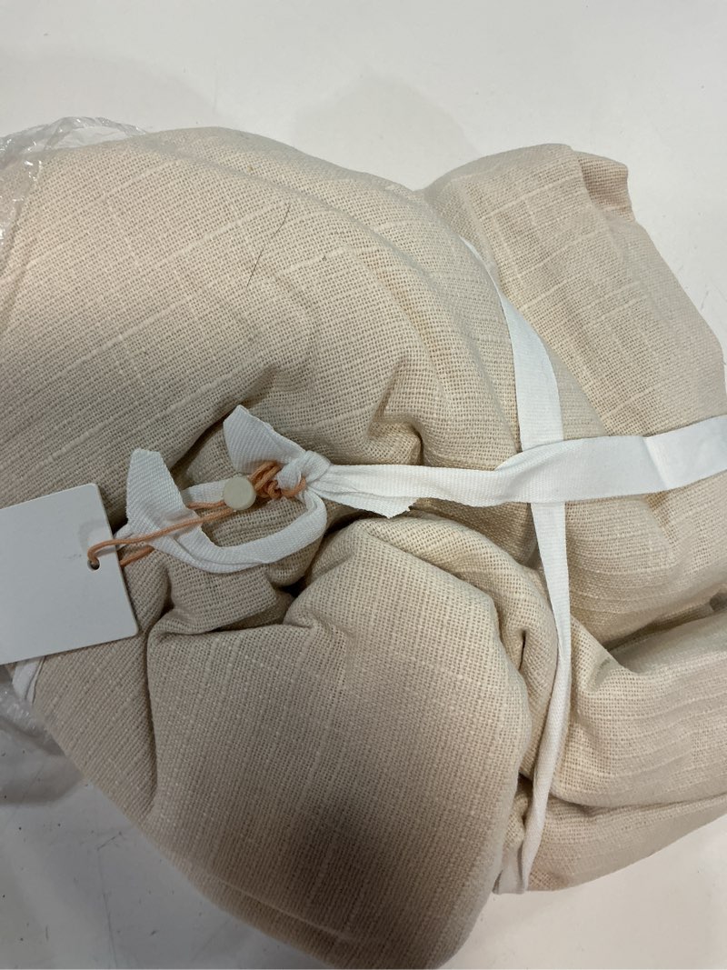 Condition photo showing As Is for cotton slub curtain, 48x96, natural