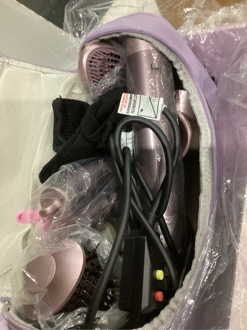 Condition photo showing As Is for MESCOMB Dual Voltage Hair Dryer Brush for Travel – 5 in 1 Air Styler with High-Speed Blow Dryer, Anti-Frizz, Compact Design with Travel Bag, Ideal for Europe & Worldwide Use (100V–240V) Gift for Women Purple?dual Voltage?