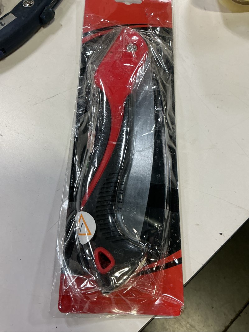 Condition photo showing New/Like New for 8 inch heavy duty pruning saw, folding hand saw with sk5 curved blade, triple-cut razor teeth used for trees wood cutting camping gardening work, hiking, landscaping, tree trimming