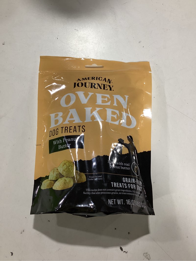 Condition photo showing New/Like New for American Journey Peanut Butter Recipe Grain-Free Oven Baked Crunchy Biscuit Dog Treats