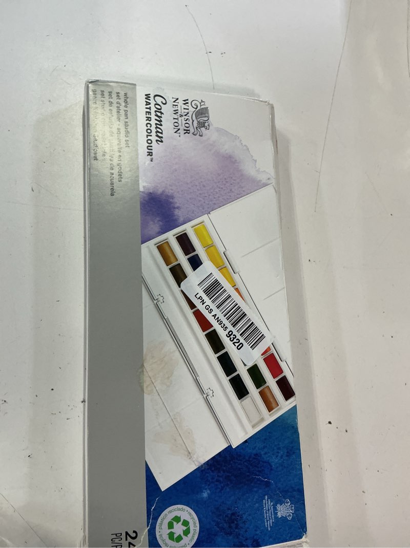 Condition photo showing As Is for winsor & newton cotman watercolor paint set, studio set, 24 whole pans