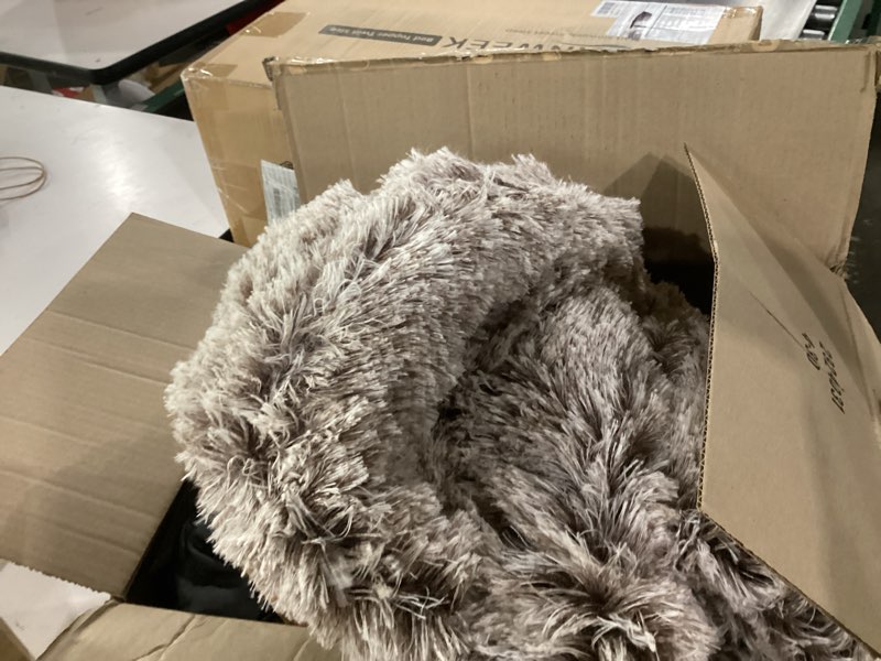 Condition photo showing As Is for ggib calming dog bed fluffy plush dog mat for furniture protector with removable washable cover for large medium small dogs and cats (medium, rust white) 41.0"l x 37.0"w x 6.0"th rust white