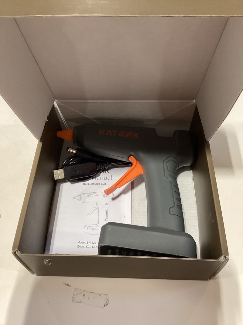 Condition photo showing Good Condition for katerk 12v full size cordless hot glue gun, drip-free fast heating rechargeable and heavy duty battery operated glue gun and sticks sets 11mm x24 for crafts diy, repair, gift