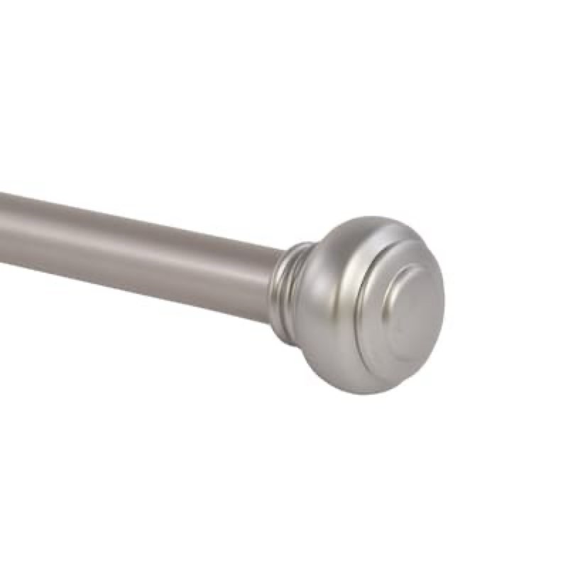 allen + roth 72-in to 144-in brushed nickel steel single curtain rod with finials