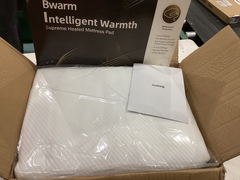 Condition photo showing Good Condition for Bwarm Waterproof Heated Mattress Pad, ETL Certified Bed Warmer with Memory Function 9 Heat Settings, 1-12 Hours Auto Off Deep Pocket, Machine Washable, White King