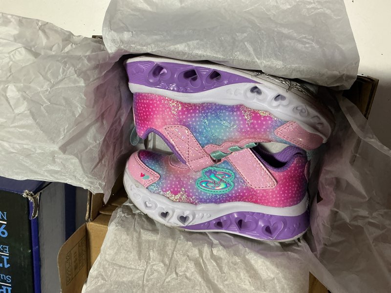 Condition photo showing As Is for skechers unisex-child flutter heart lights, pink/multi, 8 toddler