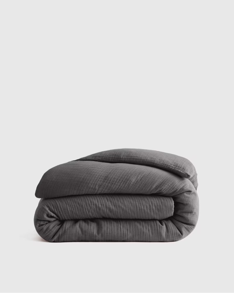 Quince Organic Cotton Gauze Duvet Cover Charcoal Full/Queen 