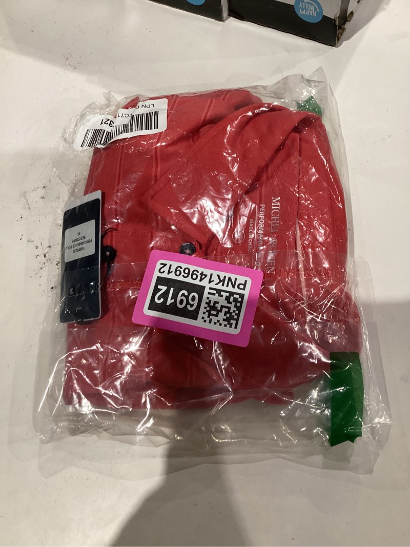 Condition photo showing New/Like New for Rouen Polo Shirts for Men Dry Fit Performance Heather Stripe Golf Polo Moisture Wicking Lightweight Breathable Golf Shirts Blue Stripe Medium