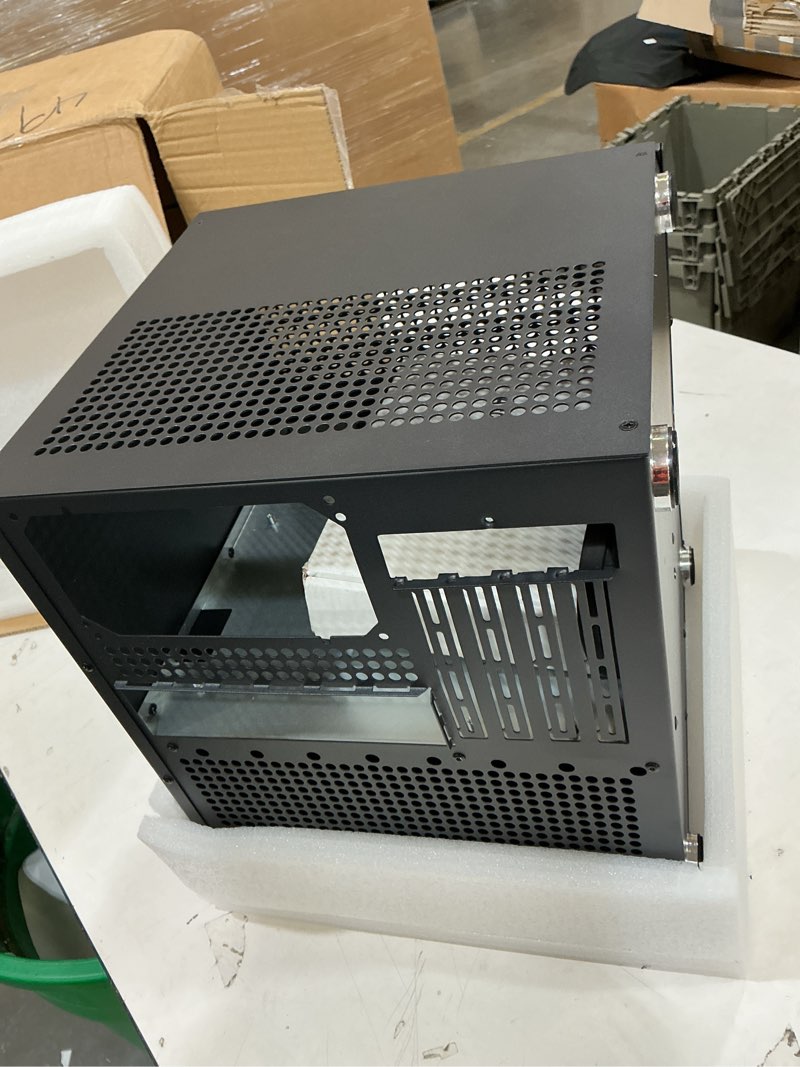 Condition photo showing As Is for lian li o11d mini v2 flow | compact atx mid-tower airflow computer case | panoramic view | high-performance airflow | includes 5 x 120mm reverse blade fans | cable management | black (o11dmiv2fx) black 5 non rgb fans