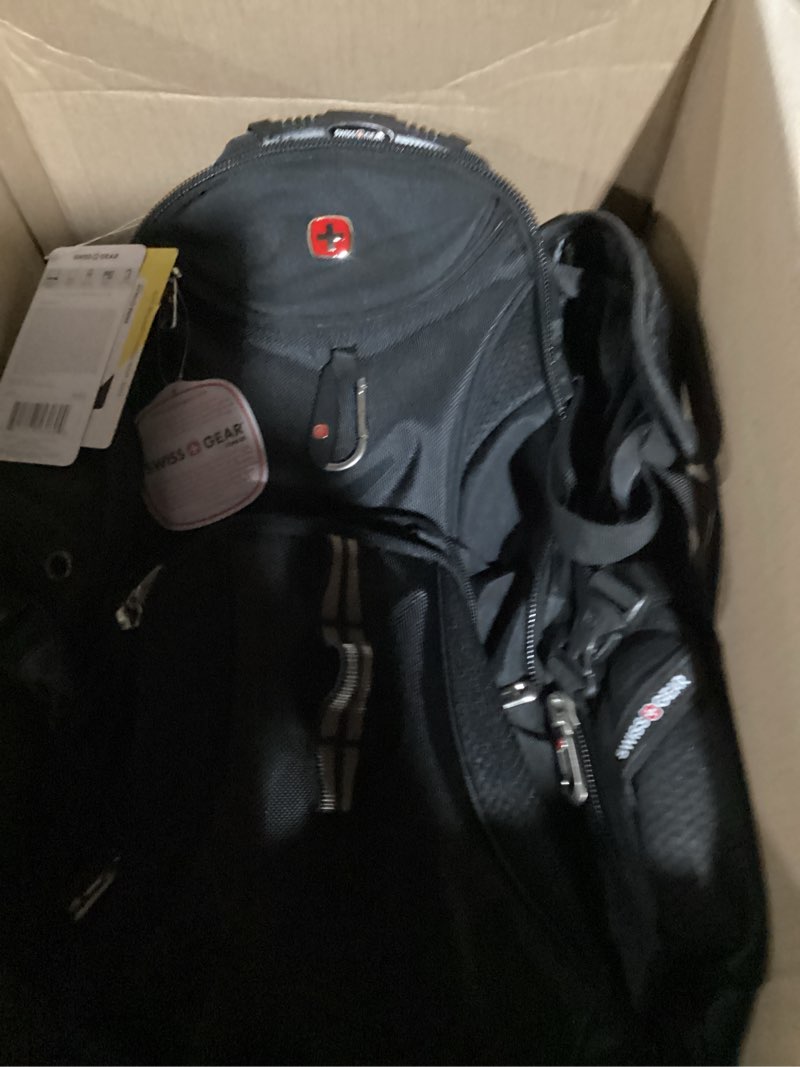 Condition photo showing New/Like New for swissgear 1900 scansmart 17” laptop backpack black – reflective tech backpack with scansmart compartment – multiple organizer pockets & rfid scan blocking technology 17-inch black