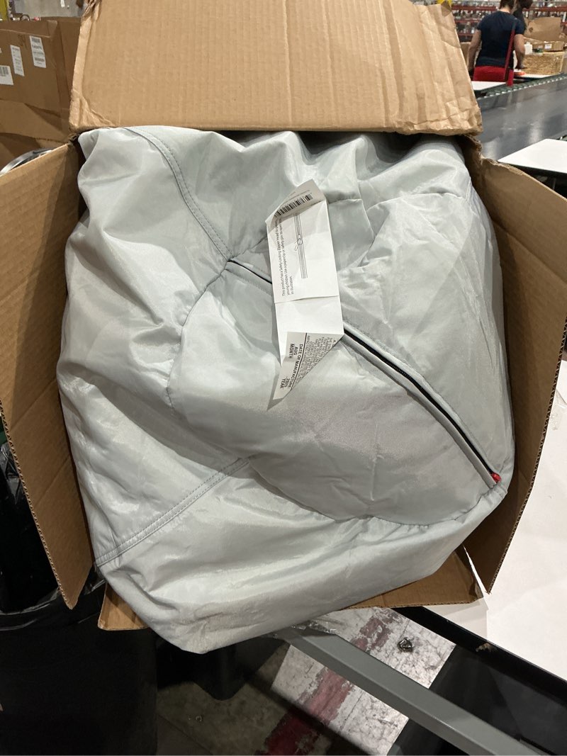 Condition photo showing As Is for big joe classic bean bag chair, gray smartmax, durable polyester nylon blend, 2 feet round