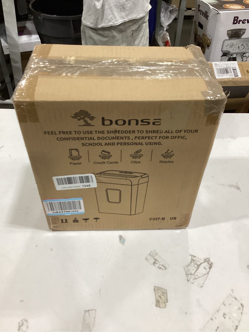 Condition photo showing As Is for Bonsaii Paper Shredder, 3.4 Gals Wastebasket, 5-6 Sheet Crosscut Shredder for Home Use Black 5x18mm Crosscut Original