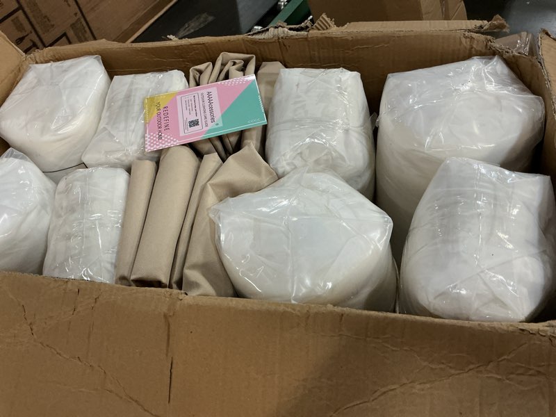 Condition photo showing Good Condition for aaaaacessories outdoor seat cushions for chairs, fade-resistant, waterproof patio furniture replacement cushions, 19" x 19" x 3" + 19" x 17", set of 4, beige beige 19"x19"x3" / 19"x17"