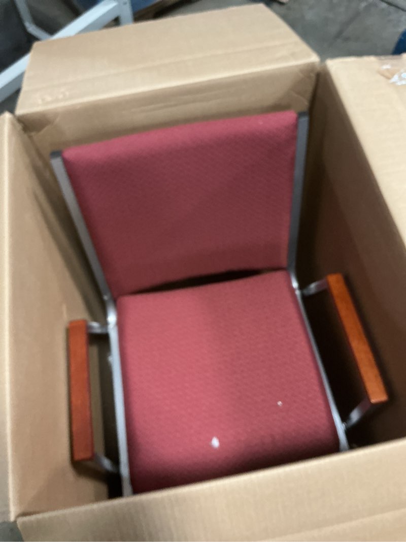Condition photo showing Good Condition for flash furniture hercules series heavy duty burgundy patterned fabric stack chair with arms and ganging bracket
