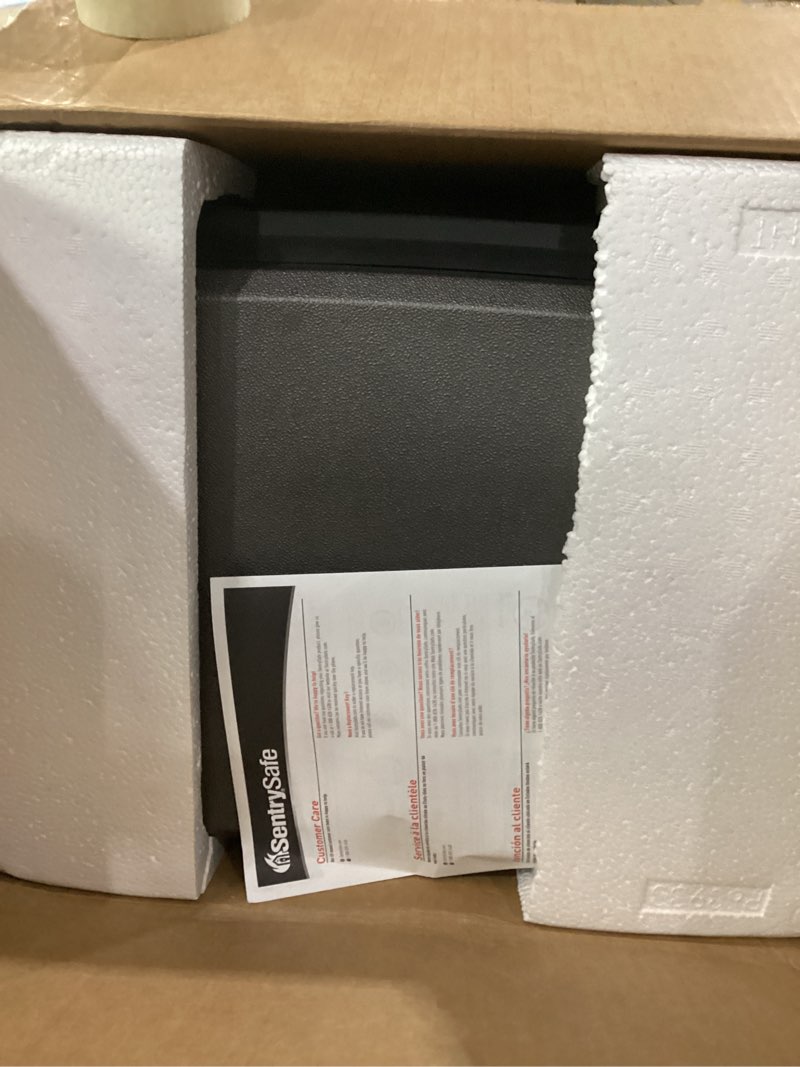 Condition photo showing Good Condition for sentrysafe black fireproof and waterproof safe, file folder and document box with key lock, ex. 14.3 x 15.5 x 13.5 inches, hd4100