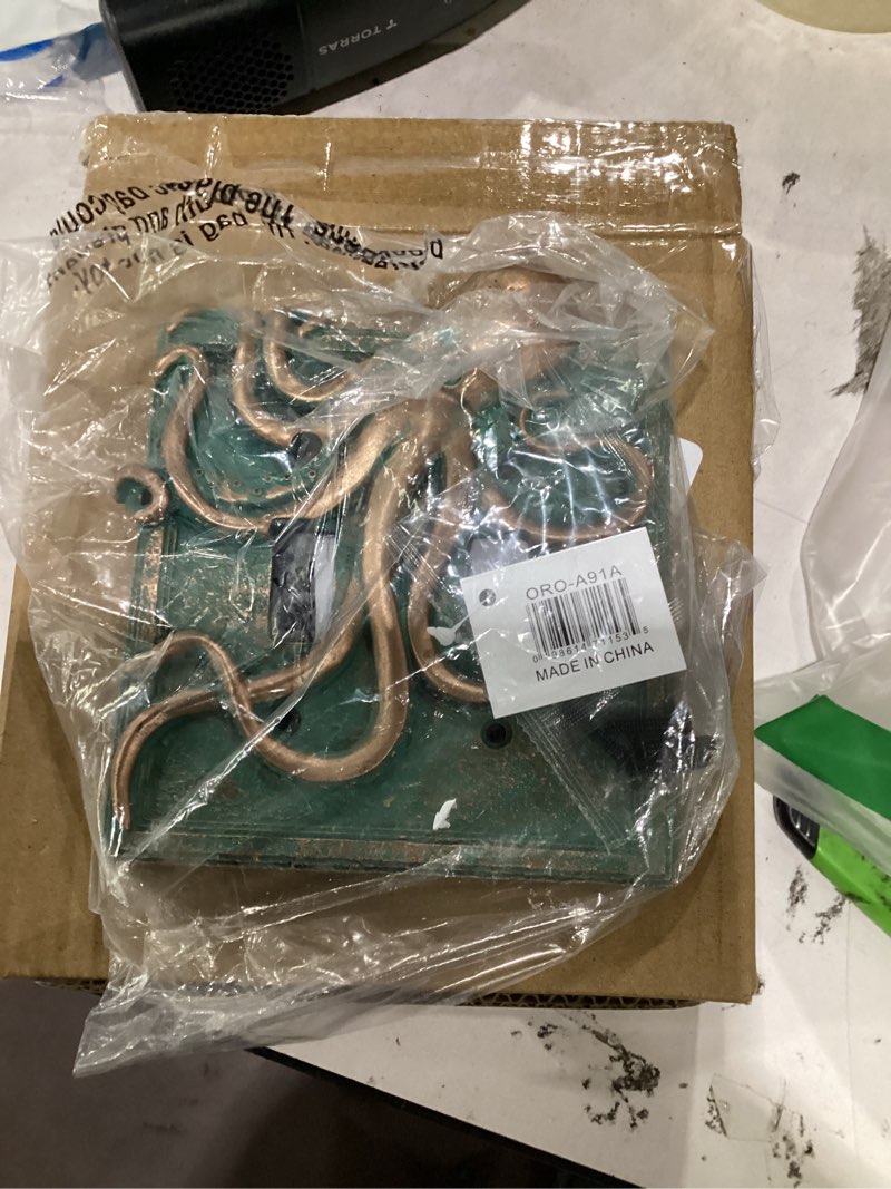 Condition photo showing New/Like New for top brass large octopus/kraken electrical cover wall plate bronze/verdigris finish - single switch, double, rocker, outlet (double switch)
