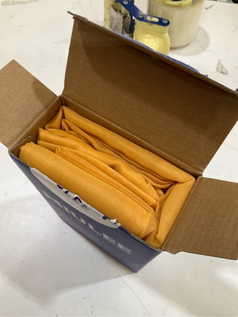 Condition photo showing Good Condition for miulee 2 panels solid color sheer curtains 72 inch length set fall elegant grommet light filtering window voile panels/drapes/treatment for bedroom living room w54 x l72 inch, mustard yellow mustard yellow 42"w x 84"l (pack of 2)