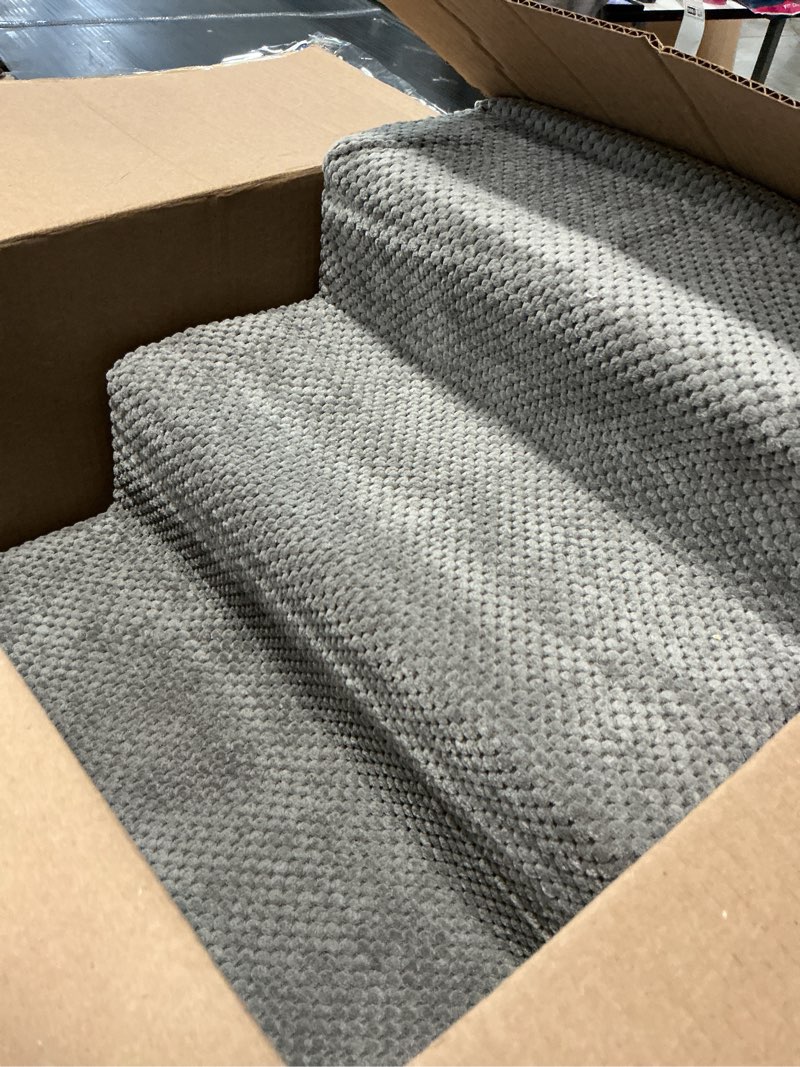 Condition photo showing As Is for aodisman dog stairs for small dogs, 3-step non-slip pet stairs for couch sofa and chair, dog bed stairs for puppy, older cat,grey,13.6" h grey 3 13.6"h