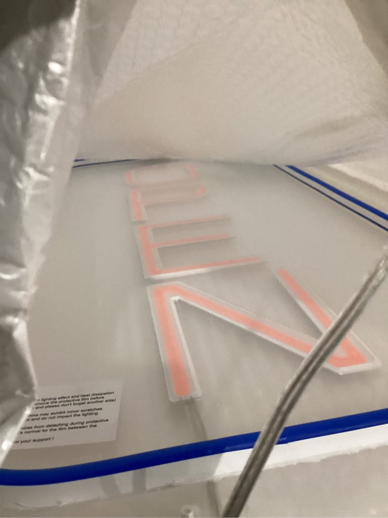 Condition photo showing Good Condition for open signs for business, 23"x 12" large led neon open sign with on/off switch adapter, ultra bright and eye-catching vertical electric light up sign for bar, salon blue pink vertical 23*12 inch