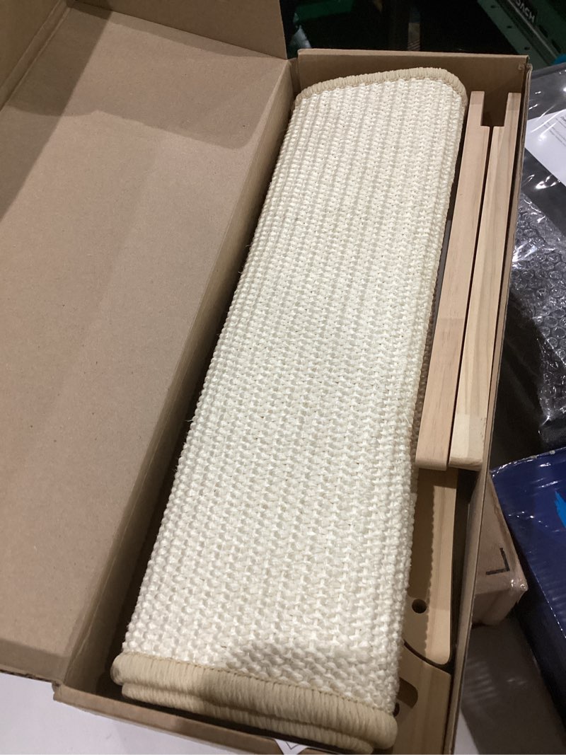 Condition photo showing As Is for Cat Scratcher Bed with Sisal & Solid Wood Base, Extra Large Cat Scratch Pad for Scratching, Lounging & Sleeping, Stable Anti-Tip Design, Paint-Free & Eco-Safe, Easy Assembly, 34” 34inch