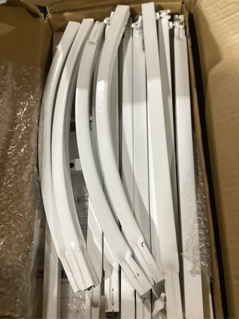 Condition photo showing New/Like New for putros metal arch backdrop stand white wedding backdrop stand set of 2 (7.2ft,6ft) square arch frame for birthday party graduation ceremony decoration 7.2ft,6ft white