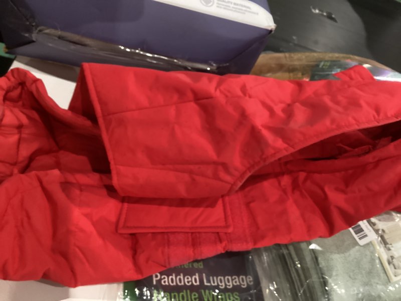Condition photo showing As Is for  dog coat reflective red with leash hole size large