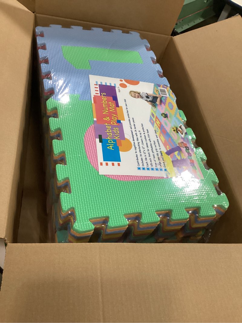 Condition photo showing New/Like New for prosource kids puzzle alphabet & numbers & shapes foam play mat 36 tiles, 12"x12" and 24 borders abc & 123