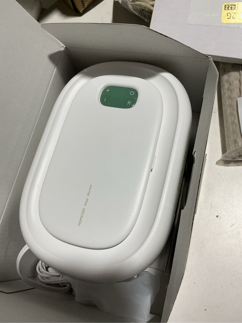 Condition photo showing Good Condition for momcozy baby wipe warmer, innovative spring design, large capacity wipes dispenser, fast and even heating, 4 modes of temperature heating control, diaper wipe warmer with night light classic ww01 60-80pcs green