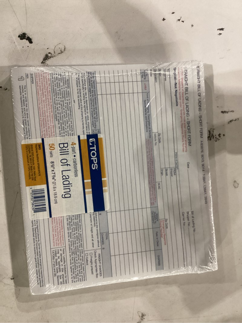 Condition photo showing New/Like New for hazardous material short form, 7 x 8 1/2, three-part carbonless, 50 forms