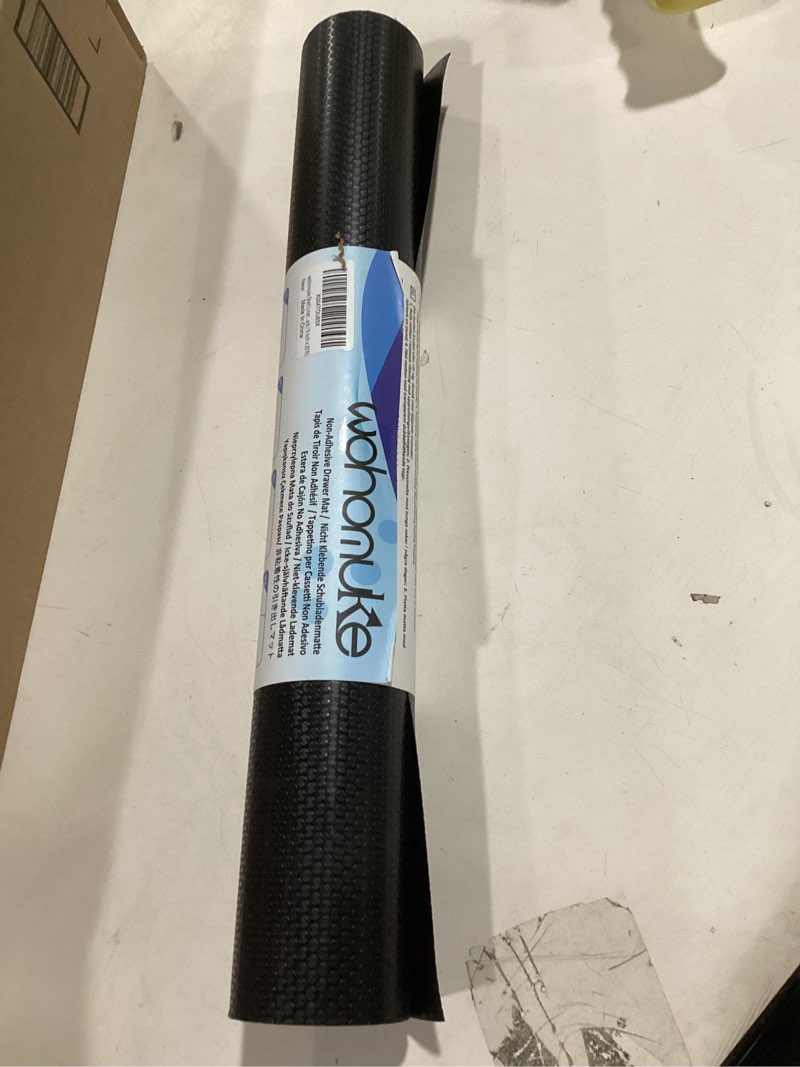 Condition photo showing Good Condition for Shelf Liners 19 inch x 20 ft Shelf Liners for Kitchen cabinets nonstick Shelf Lining Drawer Mats EVA Protector for Cupboard (Black,19 inch x 20 ft) Black 19"W x 240"L