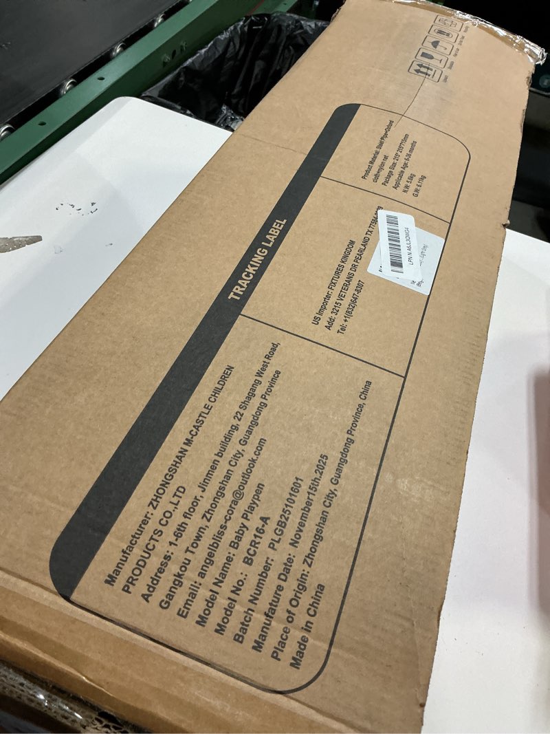 Condition photo showing As Is for Foldable Baby Playpen 50"×50", Out-of-The-Box Ready Playpen for Babies and Toddlers, Portable Play Yard with Breathable Mesh & ASTM F406 Certified (Beige)