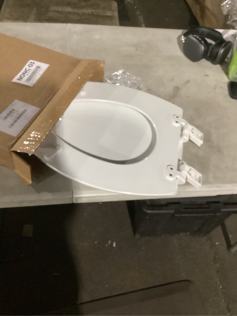 Condition photo showing Good Condition for mayfair cassel slow close toilet seat, easy clean, non slip premium wood seat, easy install, made in usa, elongated, white elongated 1 - toilet seat