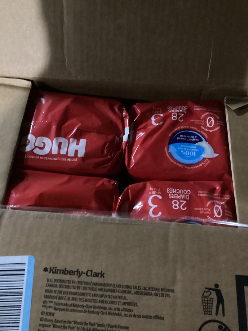 Condition photo showing New/Like New for Huggies Size 3 Diapers, Little Snugglers Baby Diapers, Size 3 (16-28 lbs), 168 Count (6 Packs of 28), Packaging May Vary