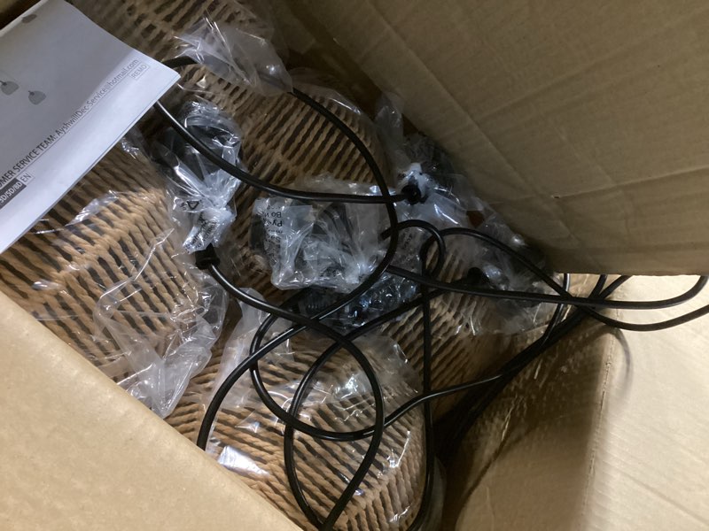 Condition photo showing Good Condition for 5-Light Woven Foyer Chandeliers for High Ceiling,5 Dome Boho Rattan Pendant Light Farmhouse Wicker Ceiling Light,rustic Hemp rope Light Fixture For Living Room Hallway Staircase Entryway(Bulb Incl. 14" Natural 5-Light