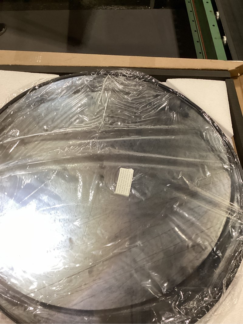 Condition photo showing New/Like New for VooBang Black Round Bathroom Mirror, 24 inch Circle Wall Mounted Hanging Mirror with Simple Modern Circular Metal Frame for Hallway, Entryway, Living Room, Black Frame Black 24"L x 24"W