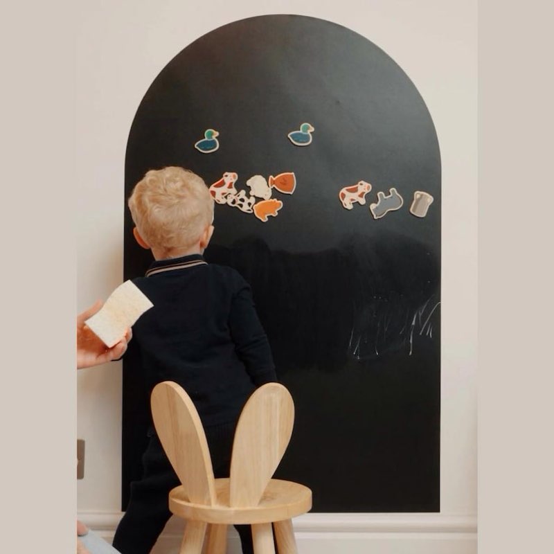 Magnetic Chalkboard Wall Decal 40"x32" Peel & Stick, Kids Educational Arch Blackboard with 6 Chalks,