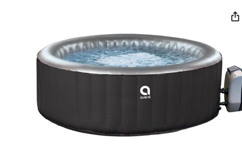 avenli avenli london 2-3 person inflatable hot tub spa + cover, rapid heating up to 104°f, 105 water jets, 181 gal capacity