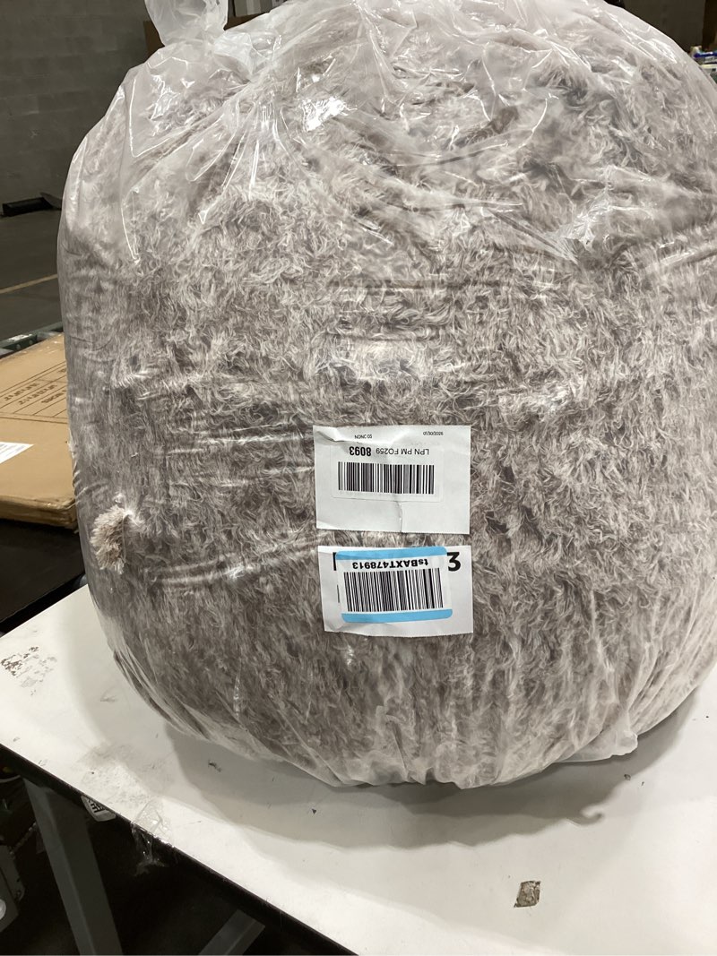 Condition photo showing As Is for Fluffy Stuffed Animal Storage Bean Bag Chair Cover (No Filler), Faux Fur Comfy Bean Bag Cover for Organizing Plush Toys or Textile, for Adults Teens Kids Girls, beige