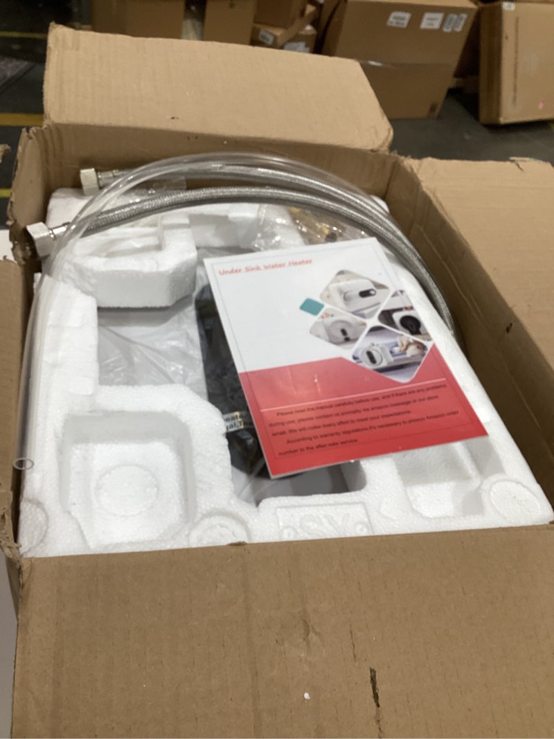 Condition photo showing As Is for Under Sink Instant Hot Water Heater,2.5 Gallon Mini Tank Water Heaters with LED Display,1500W 120V Small Water Heater 1/2" NPT for RV,Kitchen,Compact Design with T&P Valve,3-Way Fitting Valve White with T&P Vavle and 3-Way Diverter