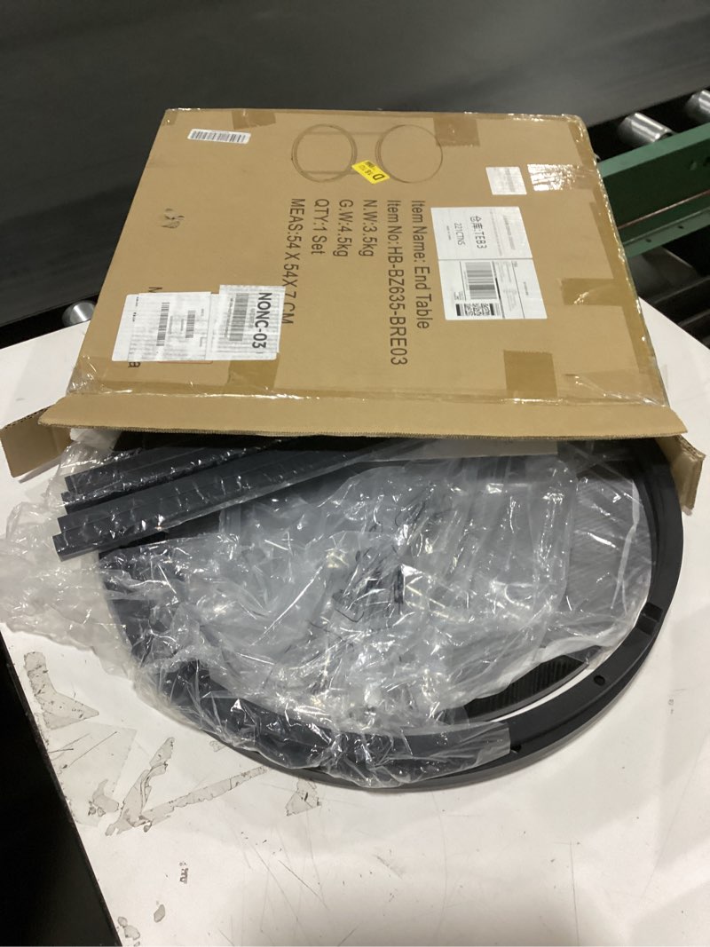 Condition photo showing New/Like New for yusong round end table, 20" accent small side table suitable for hiding trash can, nightstand modern bedside table for living room bedroom office small spaces, black black 20"