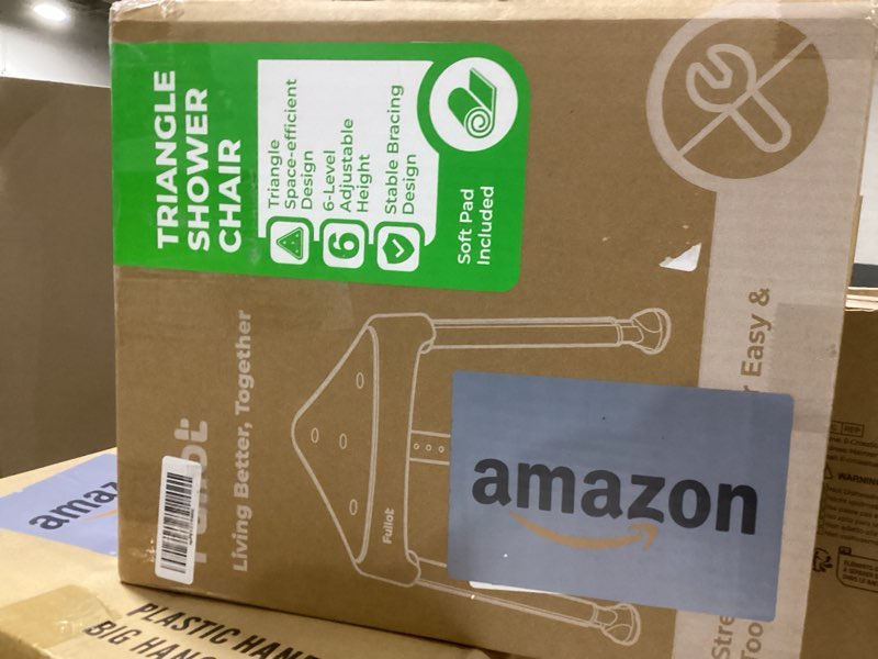 Condition photo showing Good Condition for space-saving triangular shower chair for elderly and disabled, 400 lbs adjustable shower stool seat with stable-bracing, non-slip bathtub chair, tool-free assembly, blue with eva pad