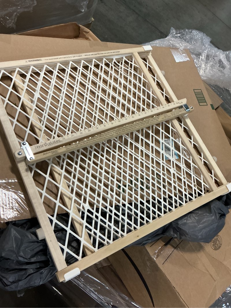 Condition photo showing Good Condition for toddleroo by north states - diamond mesh wooden baby gate: pressure mounted baby gate for doorways - adjustable 26.5 to 42 inches wide - 23 inches tall