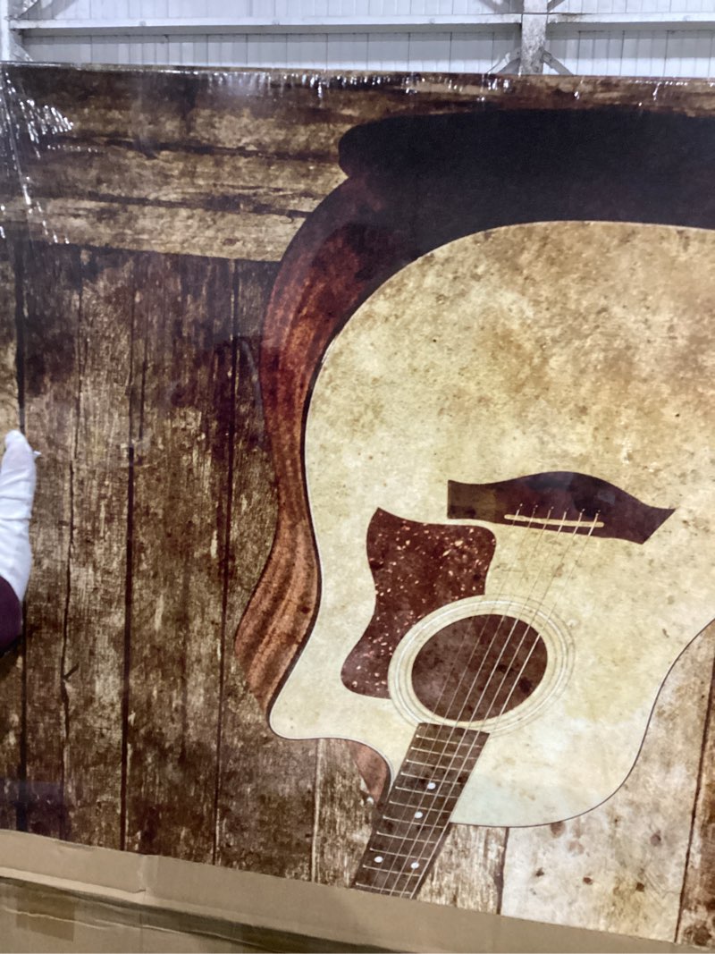 Condition photo showing New/Like New for sechars - Acoustic Guitar Canvas Art Wall Decoration Music Art Picture Printed on Canvas Stretched and Framed Guitar on Rustic Wood Backdrop Wall Art Home Decor