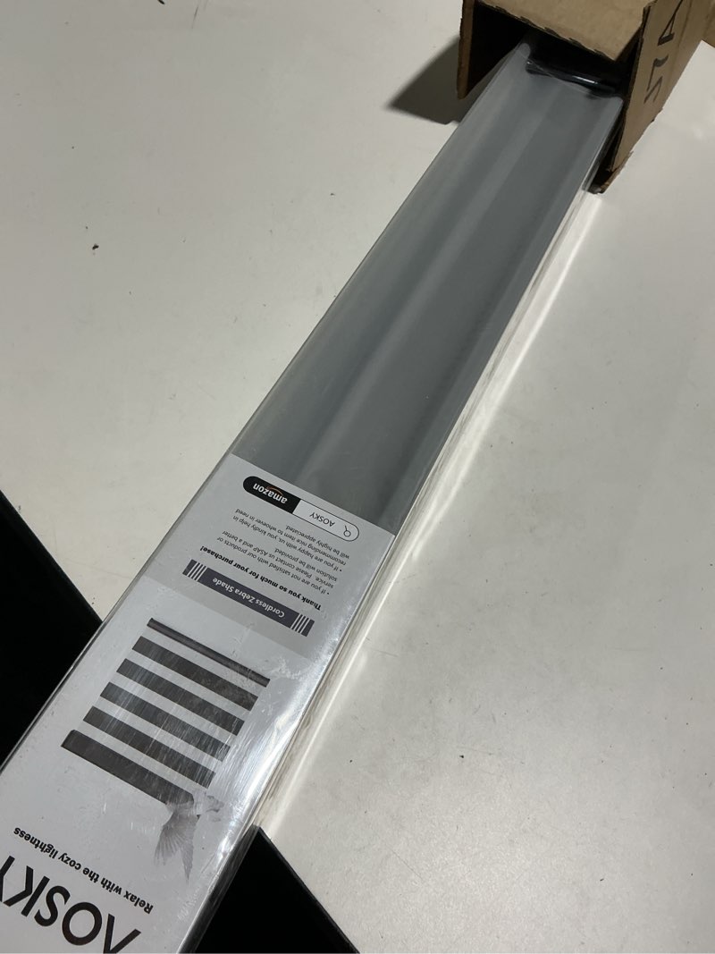 Condition photo showing Good Condition for aosky cordless zebra blinds for windows pull down roller window shades dual layer light filtering privacy for day and night, free-stop door shades for home easy to install (48" w x 72" h, grey) 48"w x 72"h grey