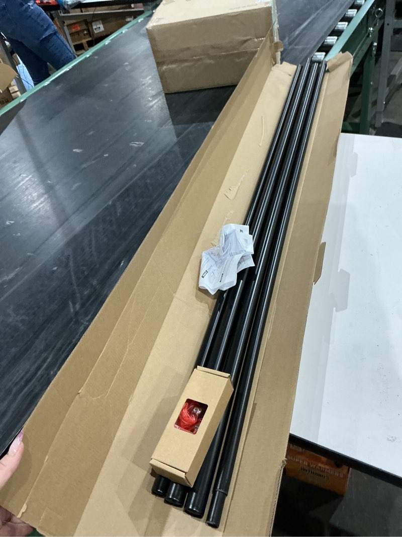 Condition photo showing Good Condition for kamanina 1 inch double curtain rod for windows 72 to 144 inches (6-12 feet), black heavy duty drapery rod, adjustable double rods with end caps black 72-144"